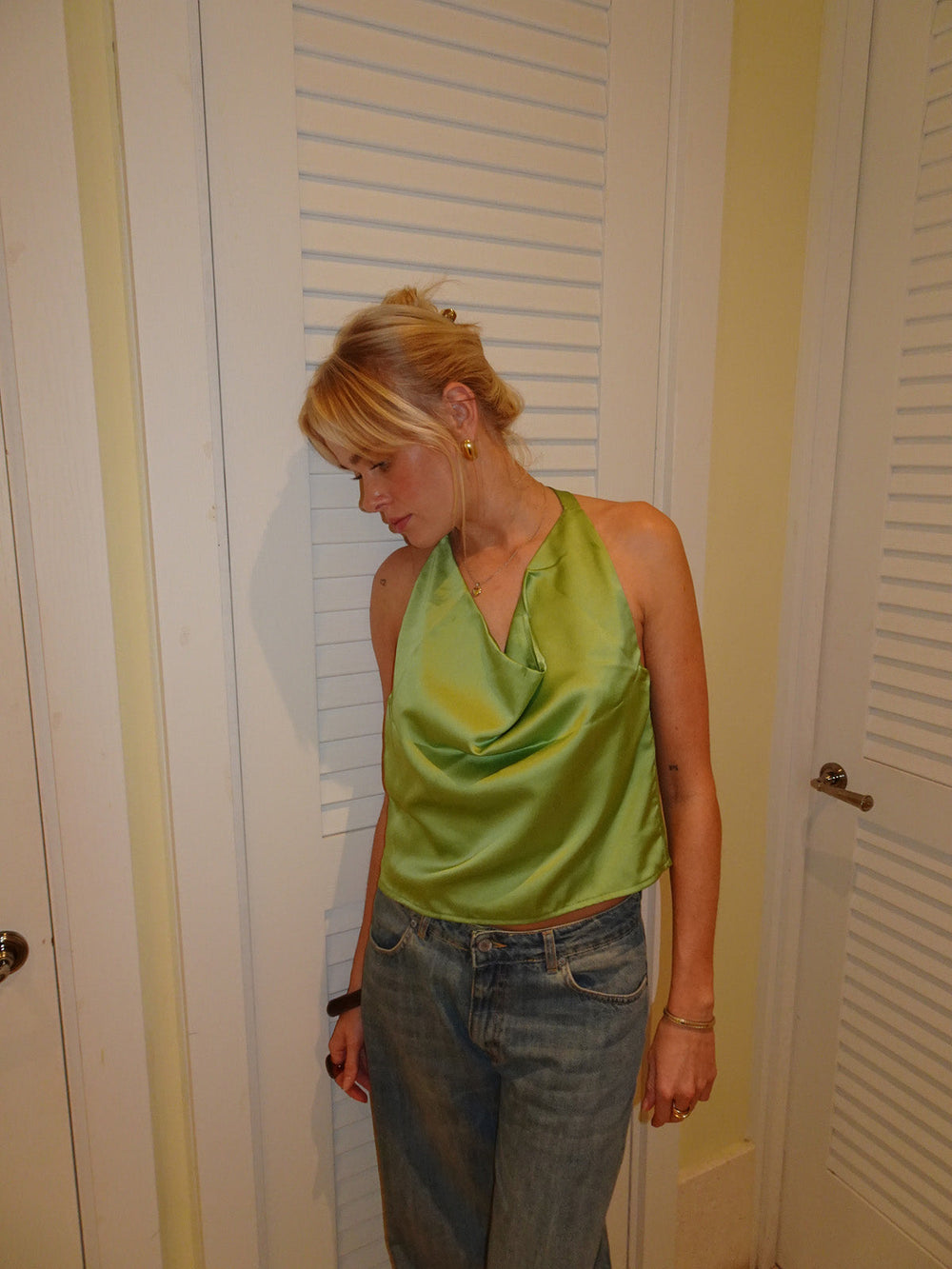 Milena satin top with tie detail