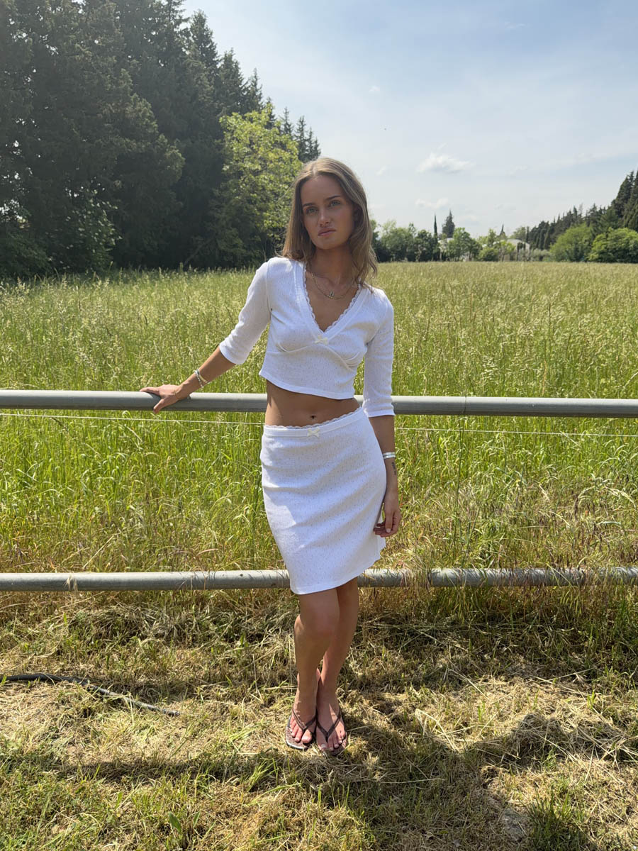 Shay pointelle skirt - White
