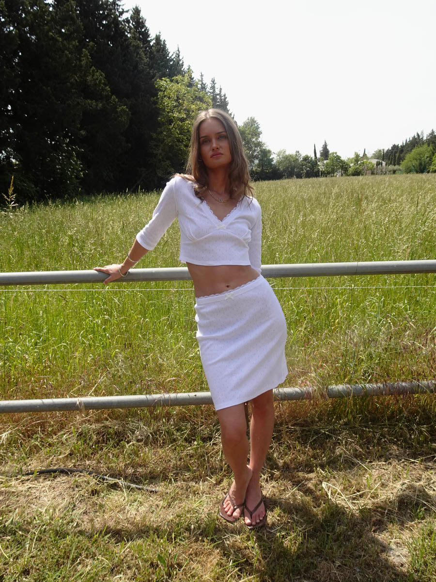Shay pointelle skirt - White