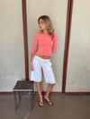 Peppa shorts with embroidery - White