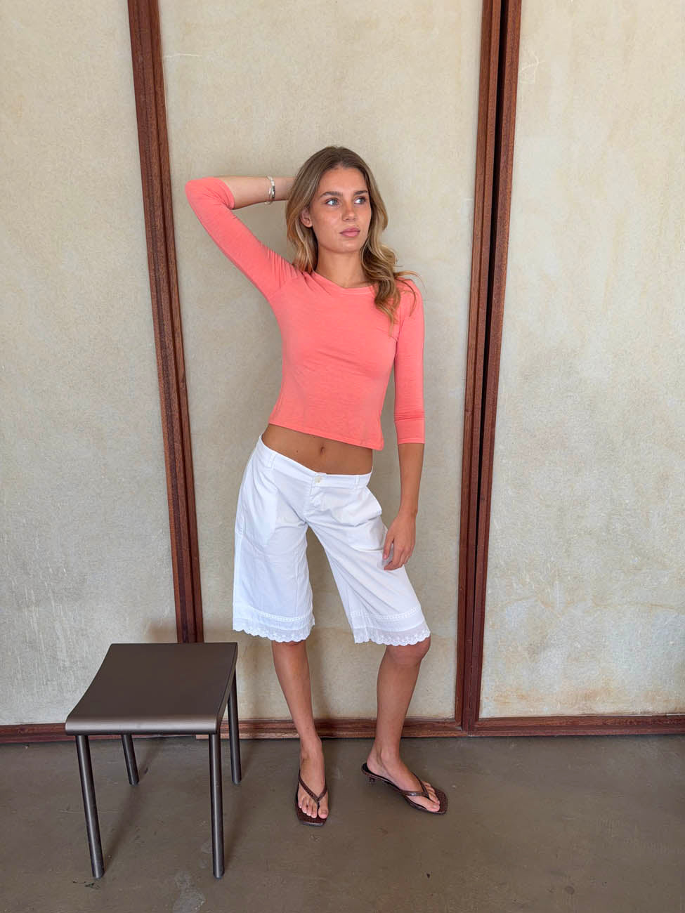 Peppa shorts with embroidery - White