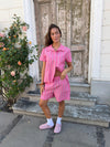 Lula shorts with stripes – Pink/white/black