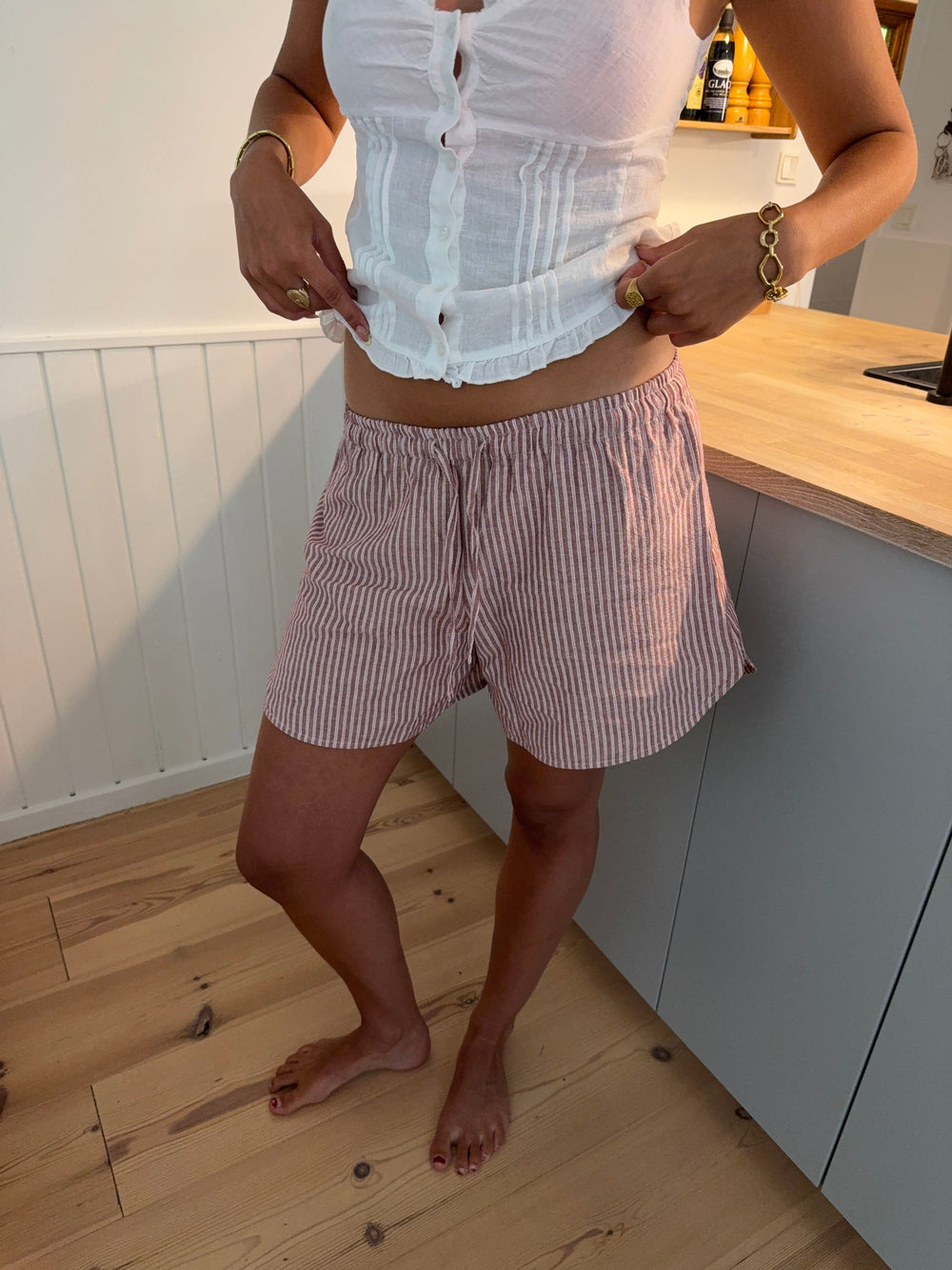 Clariana shorts with stripes - Red/white