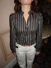 Julianna fitted shirt with stripes - Brown/white