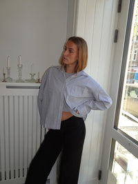 Kendall button shirt with stripes - Light grey/white