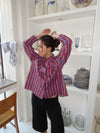 Kendall button shirt with stripes - Pink/blue