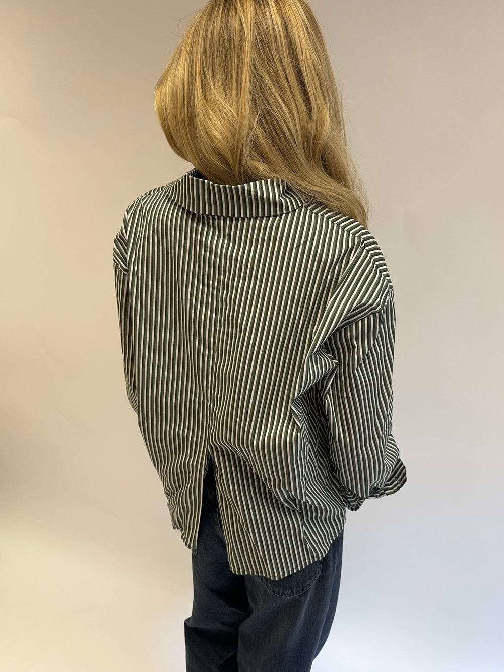 Kendall button shirt with stripes - Khaki/white