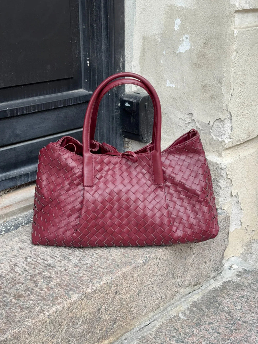 Milu shoulder bag in woven - Burgundy