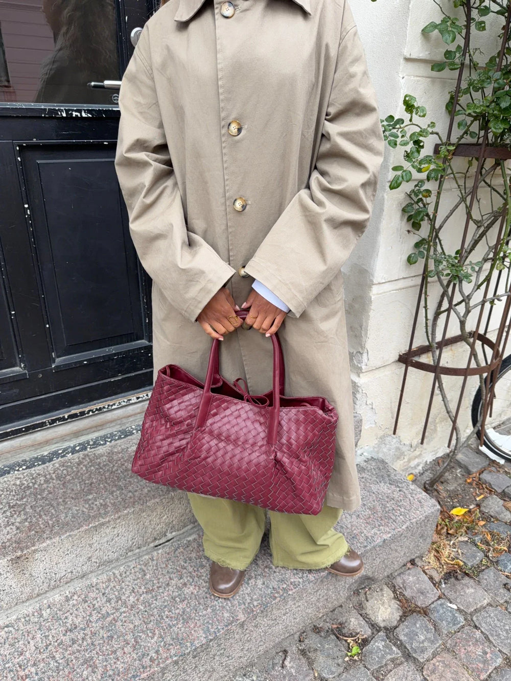 Milu shoulder bag in woven - Burgundy