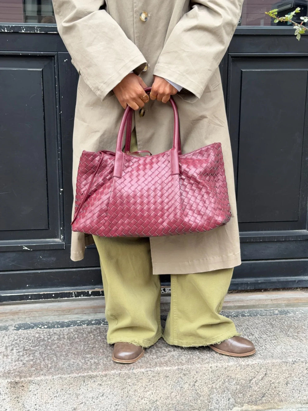 Milu shoulder bag in woven - Burgundy