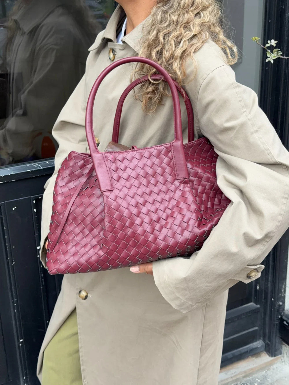 Milu shoulder bag in woven - Burgundy
