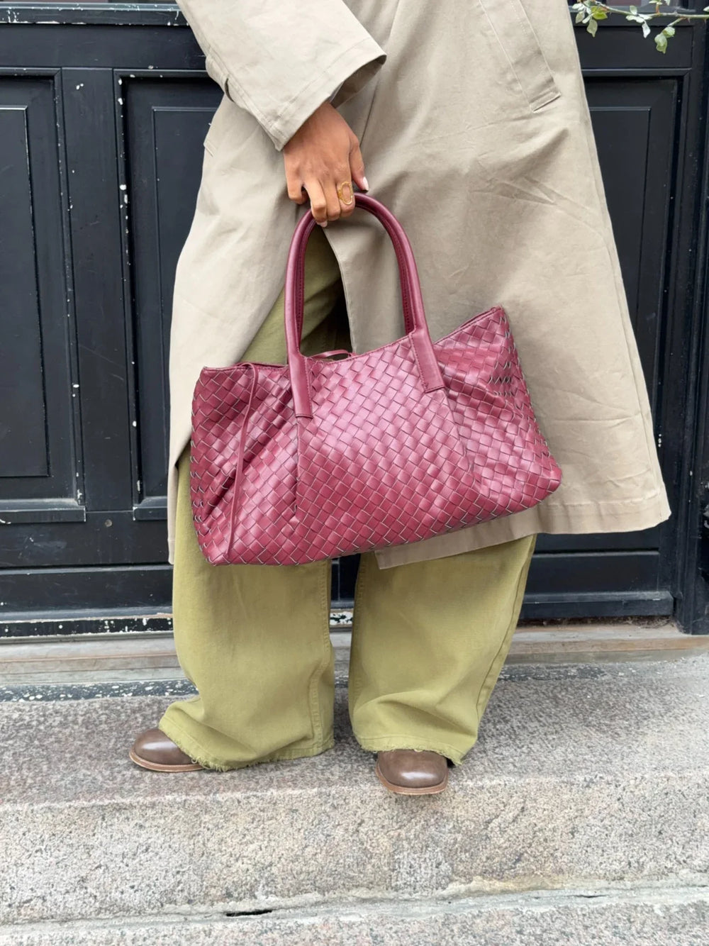 Milu shoulder bag in woven - Burgundy
