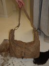 Kyle shoulder bag in suede leather - Brown