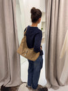Kyle shoulder bag in suede leather - Brown