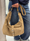 Kyle shoulder bag in suede leather - Brown