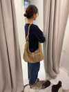 Kyle shoulder bag in suede leather - Brown