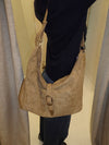 Kyle shoulder bag in suede leather - Brown