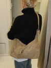 Kyle shoulder bag in suede leather - Brown