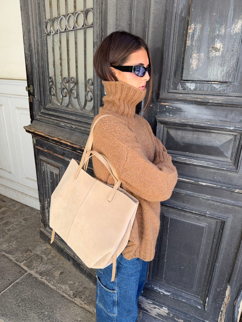Bergen suede shoulder bag - Beige