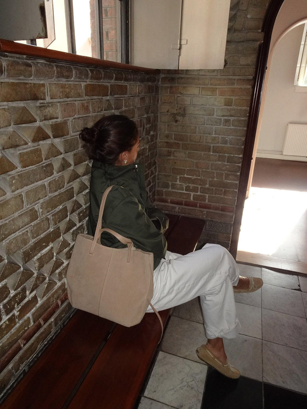 Bergen suede shoulder bag - Beige