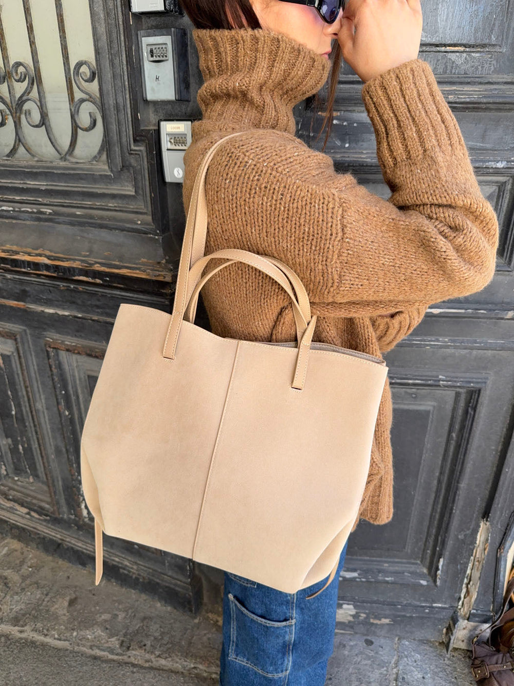 Bergen suede shoulder bag - Beige