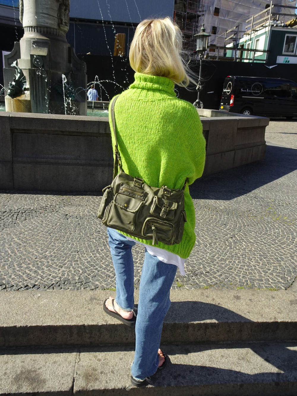Gamil bag with pockets - Brown/green