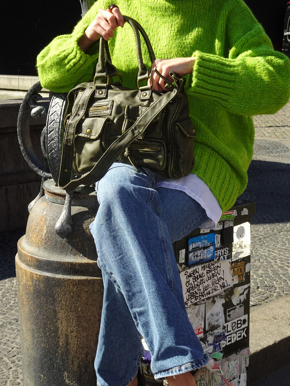 Gamil bag with pockets - Brown/green