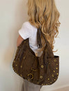 Valentina shoulder bag with nits - Beige/Brown