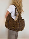 Valentina shoulder bag with nits - Beige/Brown