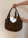 Valentina shoulder bag with nits - Beige/Brown