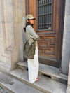 Sile suede shoulder bag with side pockets - Khaki