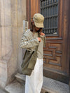 Sile suede shoulder bag with side pockets - Khaki