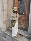 Sile suede shoulder bag with side pockets - Khaki
