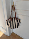 Enna shoulder bag with stripes - White/navy