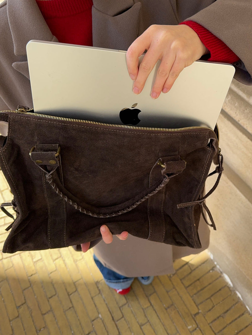 Manhattan suede bag - Brown