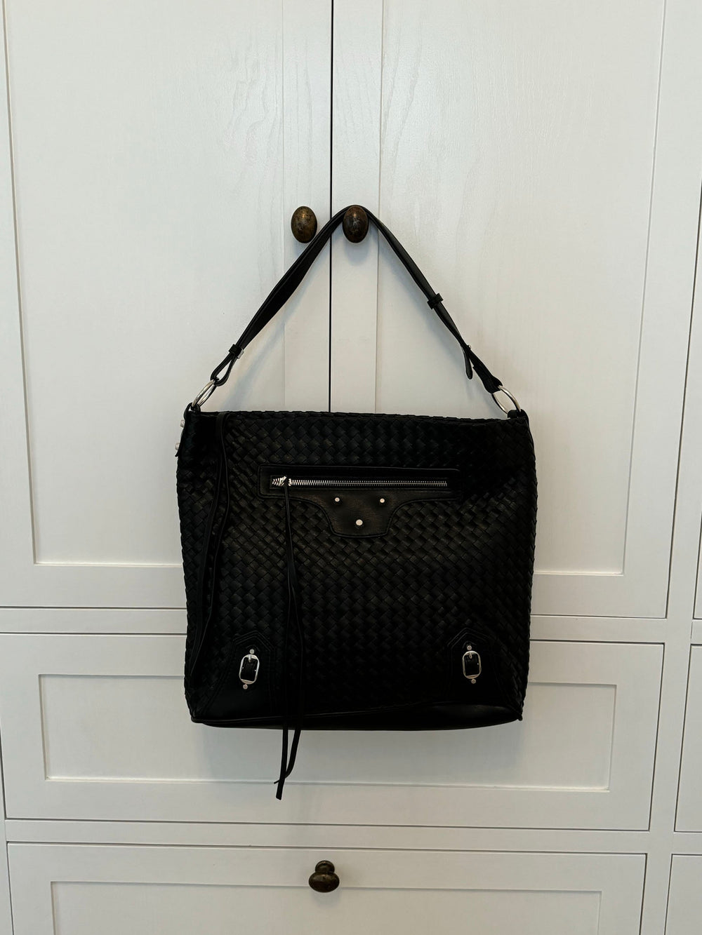 Mumbai woven shoulder bag - Black