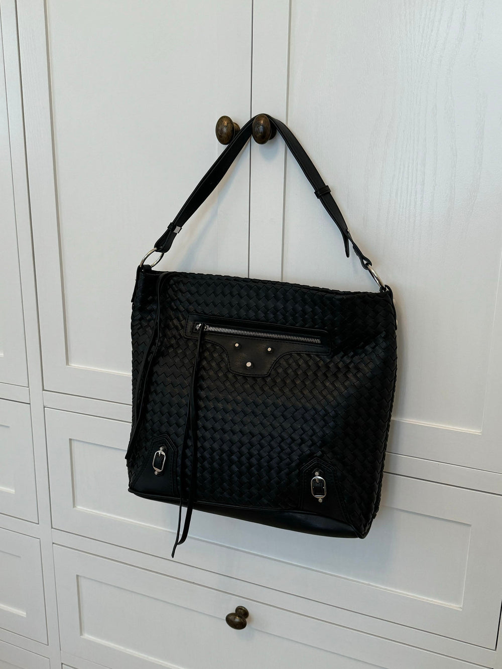 Mumbai woven shoulder bag - Black