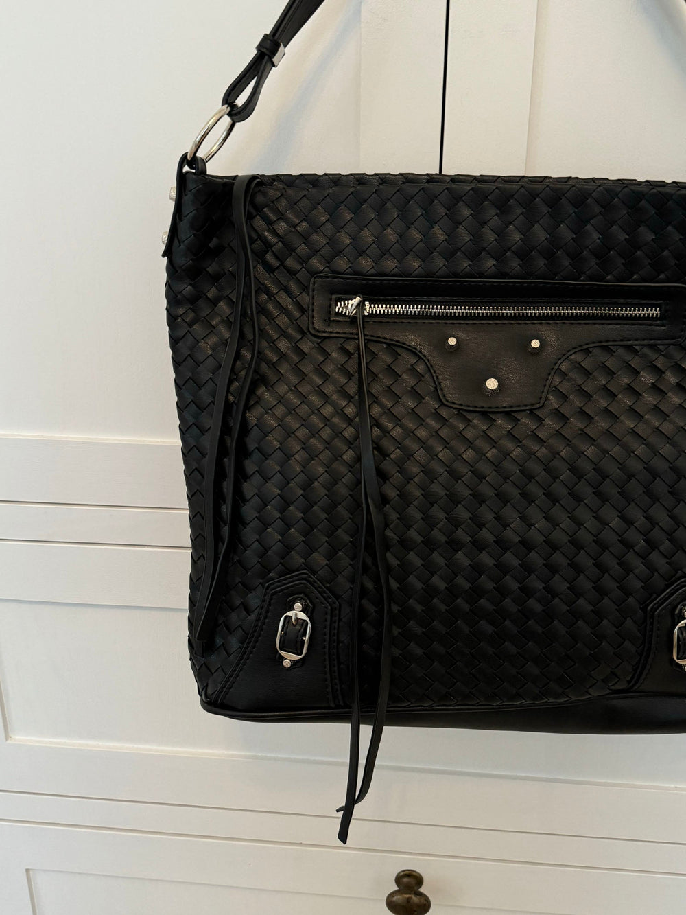 Mumbai woven shoulder bag - Black