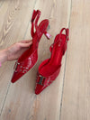 Nida slingback stilettos with buckle – Red