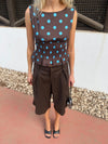 Cathrine smock polka dotted top - Brown/Blue