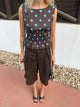 Cathrine smock polka dotted top - Brown/Blue