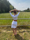 Shaylana pointelle top with 3/4 sleeves - White
