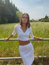 Shaylana pointelle top with 3/4 sleeves - White
