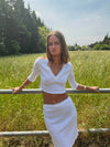 Shaylana pointelle top with 3/4 sleeves - White