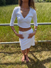 Shaylana pointelle top with 3/4 sleeves - White