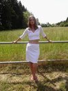 Shaylana pointelle top with 3/4 sleeves - White