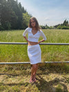 Shaylana pointelle top with 3/4 sleeves - White