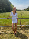 Shola pointelle dress with 3/4 sleeves - White