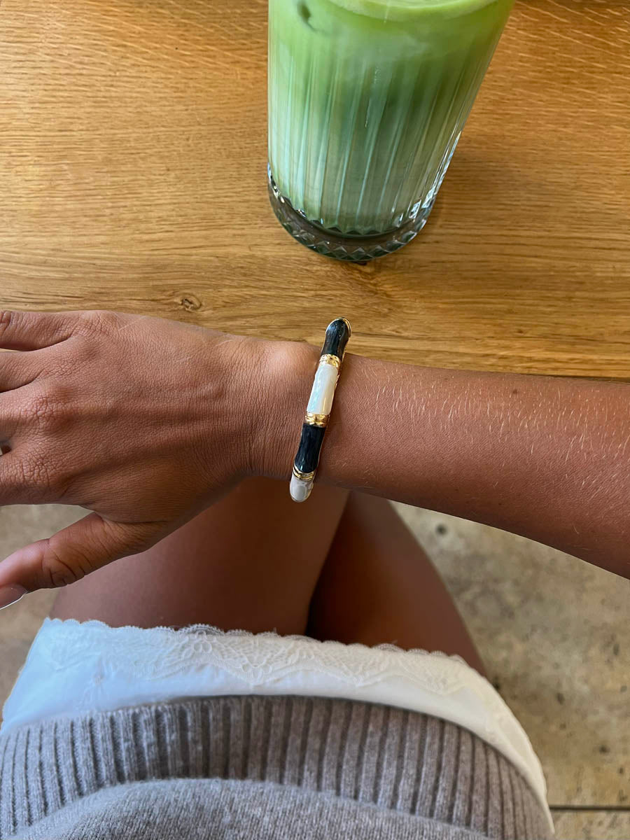 Sola bracelet with stripes – Black/White