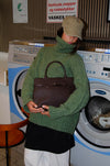 Lou large handbag with tie detail - Brown